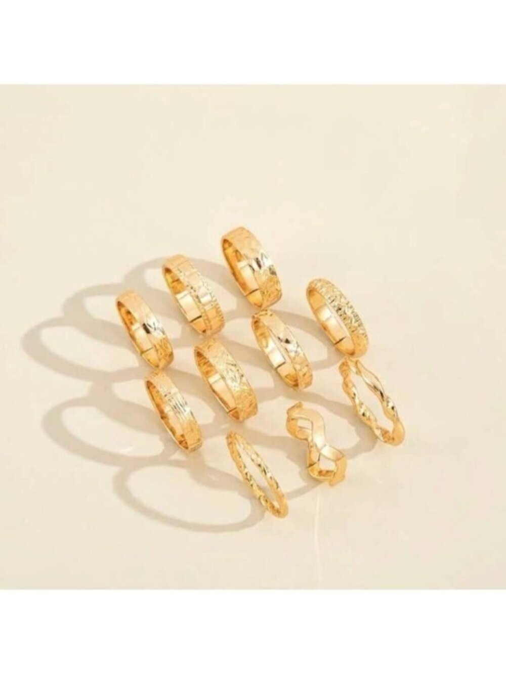 Gold 10pc Textured Midi Ring Set - Picture 2 of 2